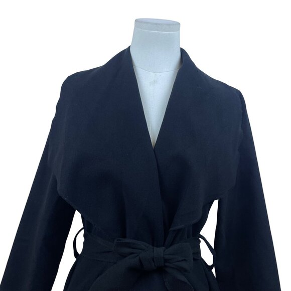 Ambiance Womens Black Polyester Belted Open-Front Coat Size M - Picture 5 of 10